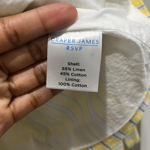 Draper James RSVP Yellow Striped Linen Blend Blazer Sz M - Picture 5 of 7